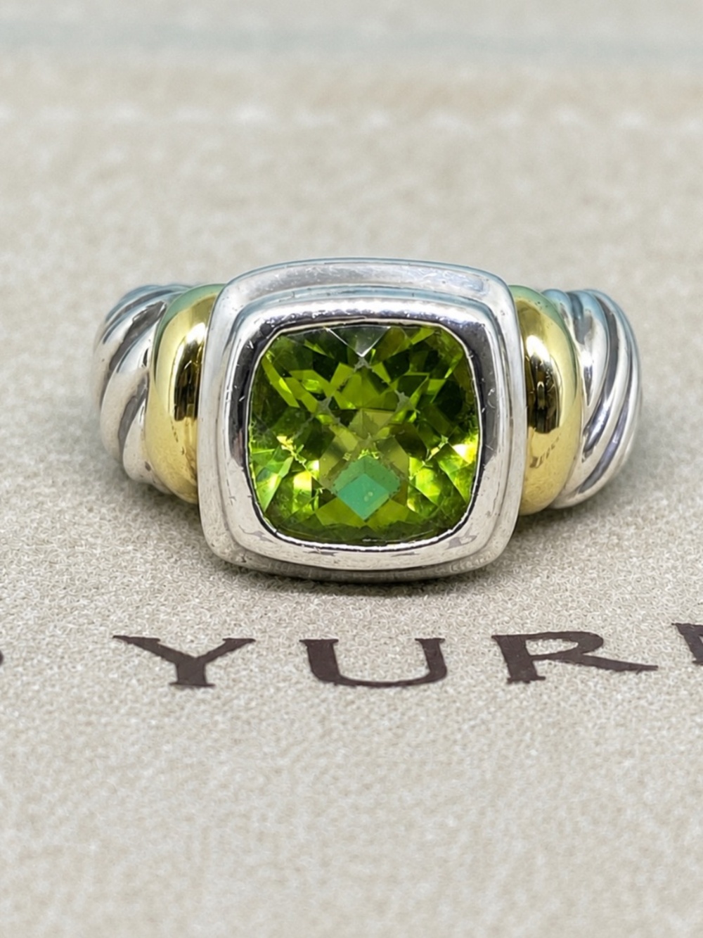 David Yurman Albion Peridot Ring | 14K Gold & silver 925 Size 4.5 authentic